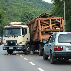 caminhão carregado de madeira