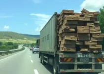 caminhão com carga de tijolos tomba